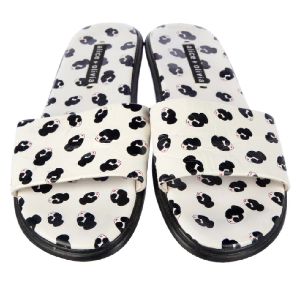 Alice + Olivia Taleen Slide Sandals Mini Stace Face Leopard Print Size 8.5